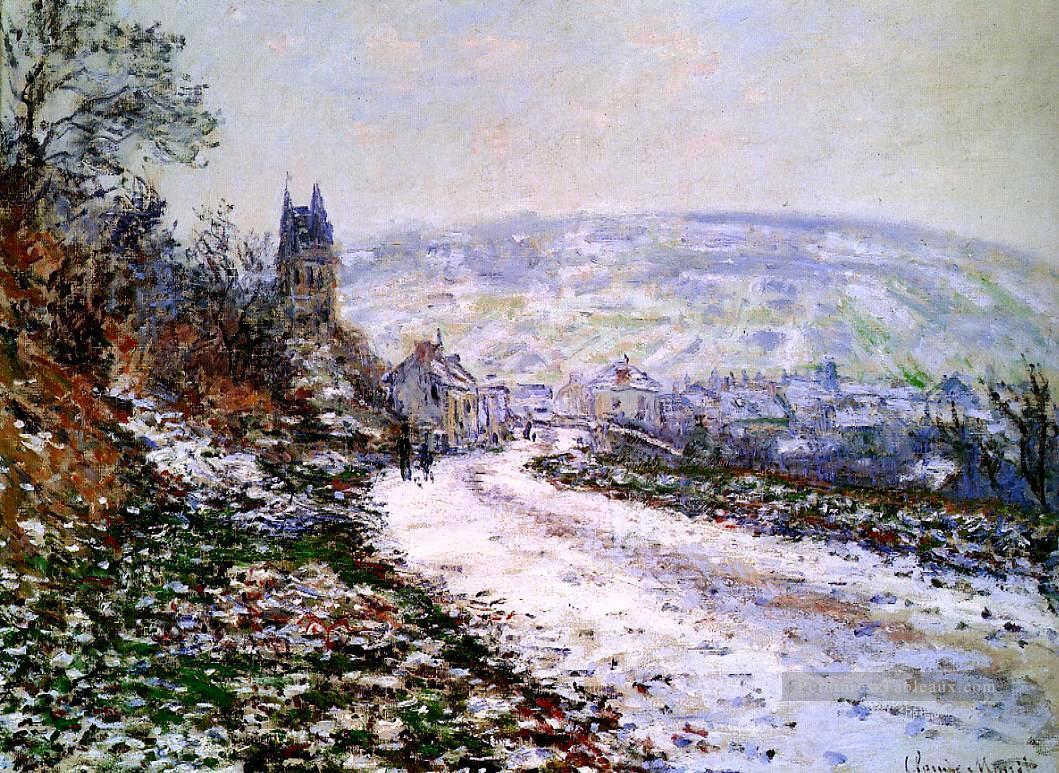 Entrer dans le village de Vetheuil en hiver Claude Monet Peintures à l'huile